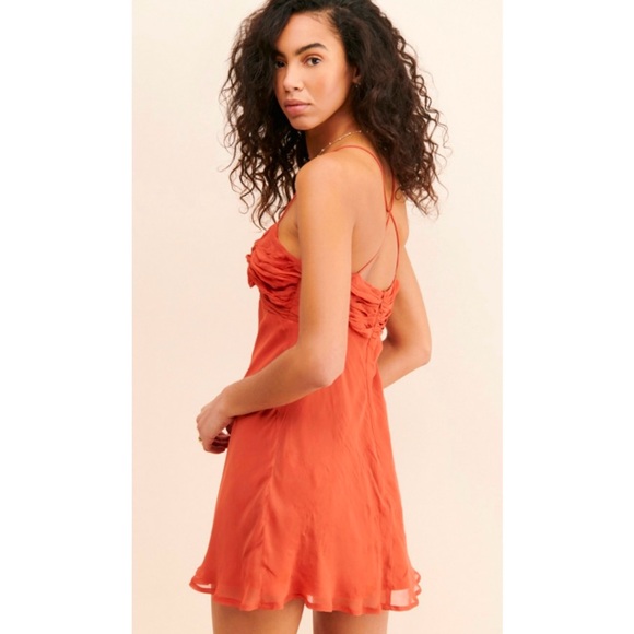 Anthropologie Red Satin Slip Mini Dress New 12 - Picture 13 of 16
